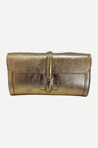 Le Feme Chateau Leather Clutch, Metallic Gold TS