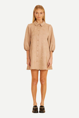 Dolce Cabo Faux suede Exaggerated Sleeve Dress, Camel