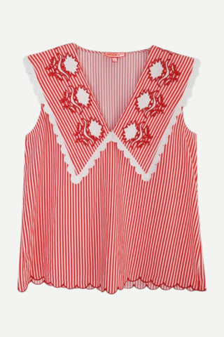 Brooks Ave Emma Sleeveless Blouse, Red Stripe Brooks Ave