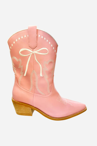 Miracle Miles Zeta Bow Western Ankle Boot, Pink Miracle Miles