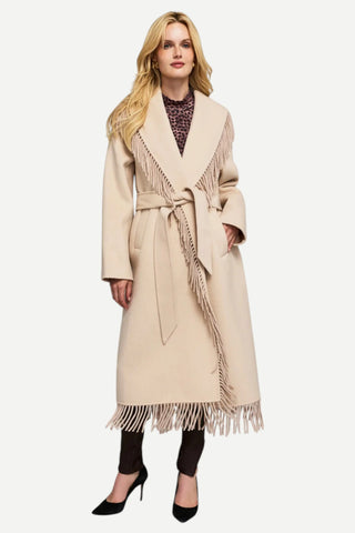Generation LOVE Jenny Fringe Wool Coat, Soft Beige