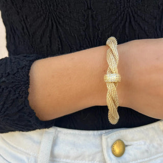Holst + Lee Twisted Mesh Bracelet w/ Stone, Two Tone