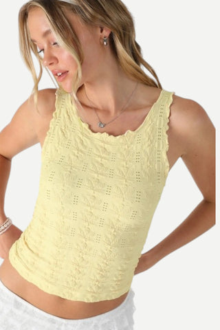 Nikibiki Floral edge Top, Pale Banana NIKIBIKI