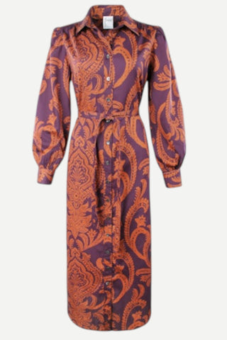 Finley Cambridge Dress Bohemian Paisley, Wine/Carmel