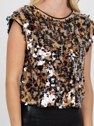 Emily McCarthy Hatti Tank, Tortoise Shell Sequin Emily McCarthy