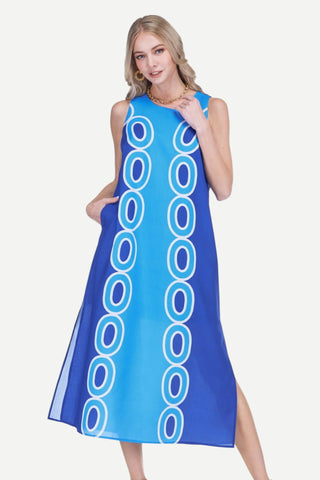 Jade Column Dress 50", Navy
