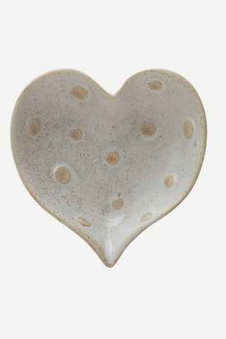 Creative Co-Op Stoneware Heart Shaped Dish w/ Dots