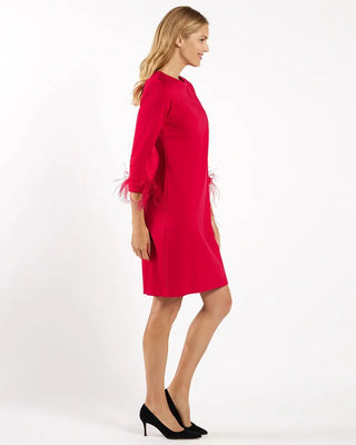 Jude Connally Franca Dress, Red/Feathers JUDE CONNALLY