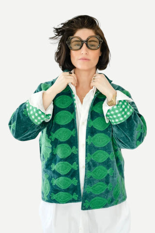Eleanor James Brand SGT Pepper Crew Shirt Jacket, Green