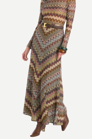 Allison Olive Skirt, Olive Chevron