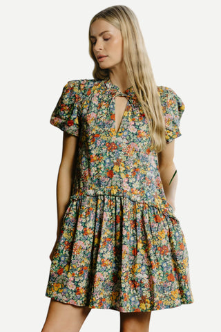 Love The Label Edith Short Sleeve Dress, Cottage Garden Liberty Print