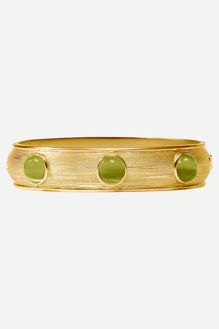 Julie Vos Cobblestone Stone Hinge Bangle, Green Cat's Eye