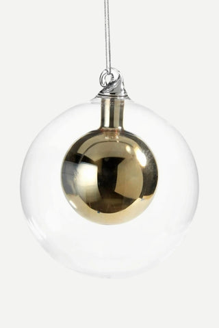 Zodax Double Glass Ball Ornament, Small Gold