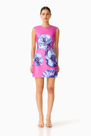 Elliatt Sybella Shift Mini Dress, Blue Pink Floral