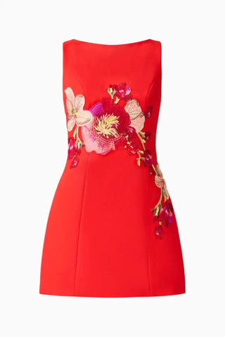 Elliatt Fleurisca A-Line Mini Dress, Scarlet Red