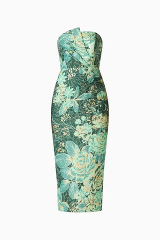 Elliatt Meliora Column Midi Dress, Green Floral
