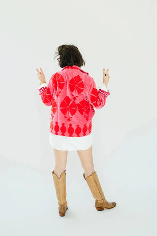 Eleanor James Brand SGT Pepper Crew Shirt Jacket, Cherry