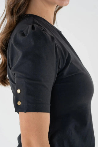Emily Mccarthy Elle Top, Black Stretch Cotton