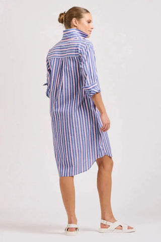 Shirty USA, The Claire Popover Shirtdress, Chambray Pink Stripe Shirty