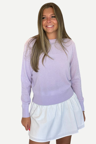 White + Warren Cashmere Crew Neck Sweater, Lilac Shadow