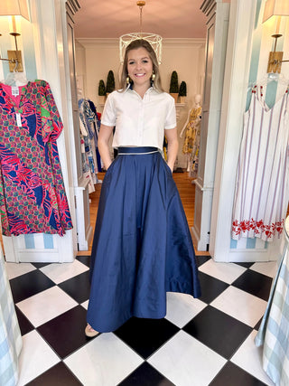 Balkanica Monotrama Sun Skirt, Navy Balkanica