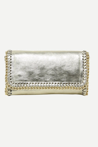 German Fuentes Leather Bag with Chain, Gold