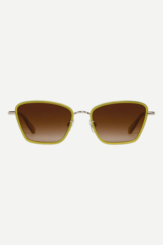 Krewe Bella Sunglasses, Silver + Chartreuse