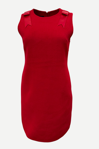 Pissenlit Cashmere Mini Dress with Shoulder Bows, Red