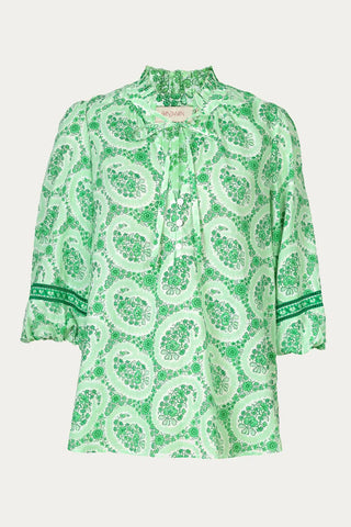 Banjanan Lorna Top, Green Paisley Copse Banjanan