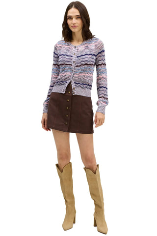 Allison Miller Crewneck Cardigan, Blue & Pink Multi