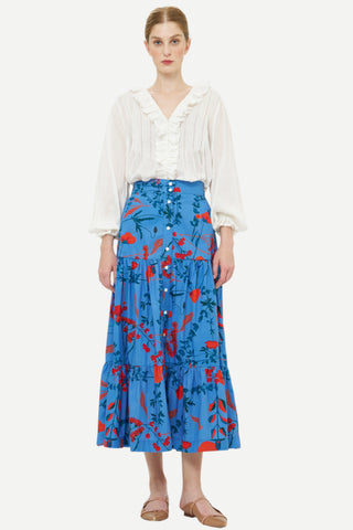 Oliphant Button Front Skirt Bartram Blue
