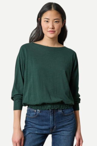 Lilla P Elastic Hem Dolman Boatneck Top, Spruce