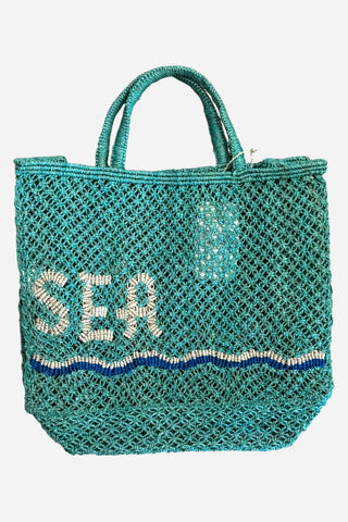 The Jacksons Bevan By The Sea Jute Handbag, Aqua