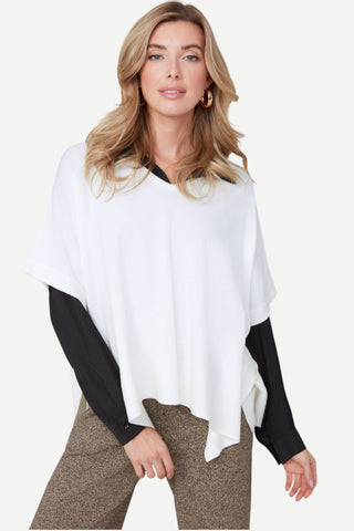 Renuar Knit Cape Sweater, Creme