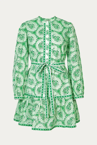 Banjanan Roma Dress, Green Paisley Copse Banjanan