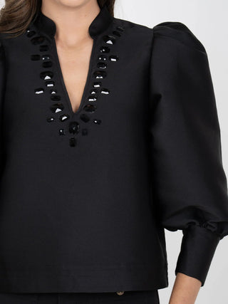 Emily McCarthy Hampton Top, Midnight Poly Silk Emily McCarthy