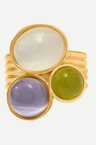 Julie Vos Cobblestone Statement Ring, Multi Stone Cat's Eye, 8