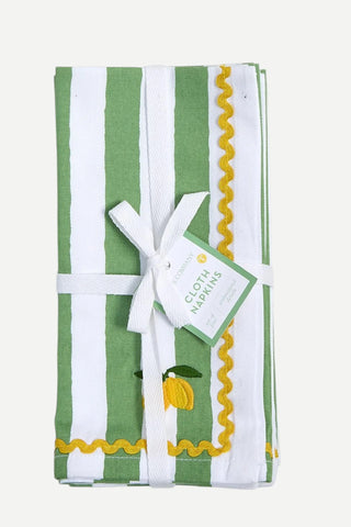 Two's Company Lemon Embroidered Cloth Dinner Napkins TWO'S COMPANY