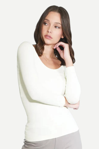 NIKIBIKI 3/4 Sleeve Scoop Neck Top, Ivory