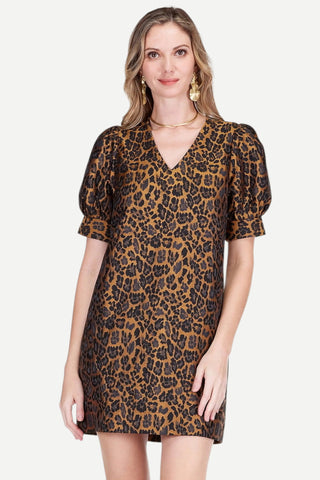 Jade V-Neck Short Sleeve Shift Dress, Feral Luxe