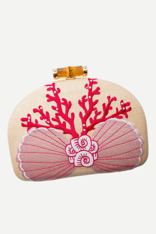 Lisi Lerch Coral and Shell Clutch Handbag, Pink LISI LERCH