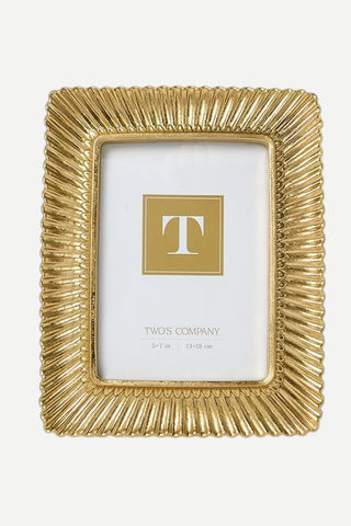 Two's Company Sculpted Scalloped Plume Gold Photo Frame, 5x7