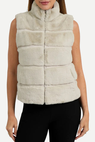 Love Token Vince Faux Fur Vest, Ivory