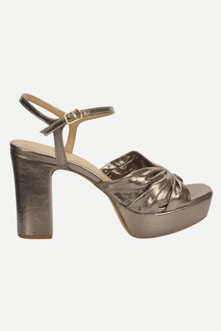 Bruno Menegatti Bianca Dress Platform Leather Heel, Pewter Bruno Menegatti