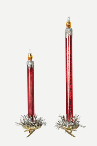 Park Hill Collection Frosted Red Glass Taper Candle Clip-On Ornament, Set of 2
