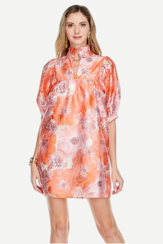 Jade High Neck Puff Sleeve Dress, Autumn Floral