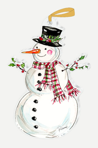 Rosanne Beck Collections Small Acrylic Art, Handpainted Snowman with Top Hat