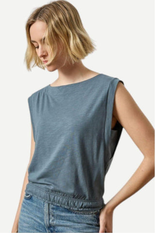 Lilla P Elastic Hem Boatneck Top, Dusk
