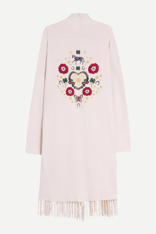 Vilagallo Cardigan with Fringe, Cream