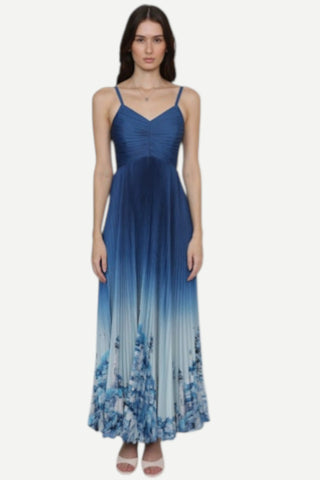 Ranna Gill Comet Strap Pleated Maxi Dress, Cobalt RANNA GILL